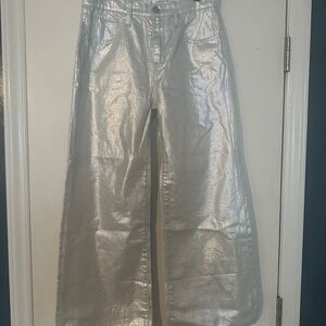 Old Navy Metallic Silver Wide-Leg jeans